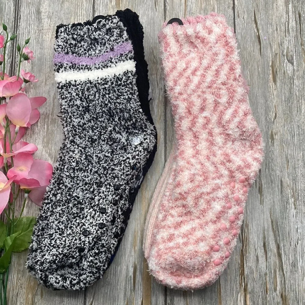 Women's Ultra Soft Fuzzy Lounge Socks 2-Pack Shoe Size 4-10